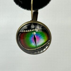 Rainbow Dragon Eye Leverback Earrings Antique Bronze Finish Glass Cabochons Uniq